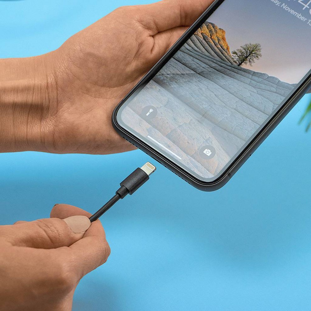 slide 2 of 8, Just Wireless 3' TPU Lightning to USB-A Cable - Black, 1 ct