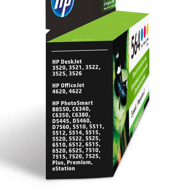 slide 2 of 5, HP Inc. HP 564 C/M/Y 3pk Ink Cartridges - Cyan, Magenta, Yellow (N9H57FN#140), 3 ct