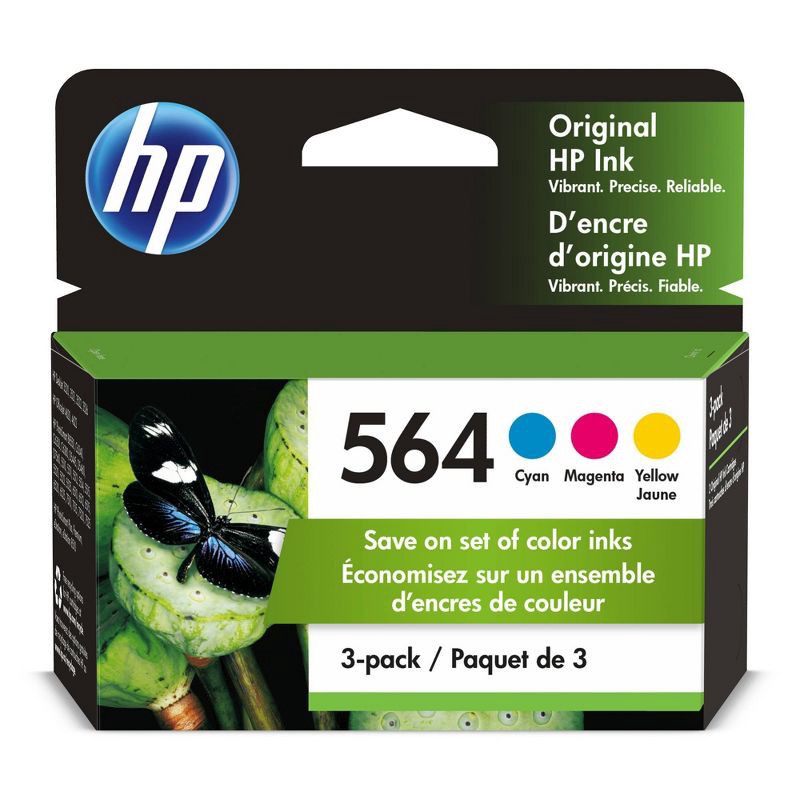 slide 1 of 5, HP Inc. HP 564 C/M/Y 3pk Ink Cartridges - Cyan, Magenta, Yellow (N9H57FN#140), 3 ct