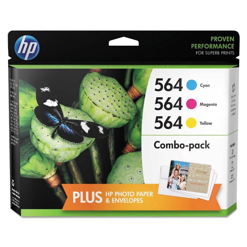 slide 1 of 14, HP Inc. HP 564 C/M/Y 3pk Ink Cartridges - Cyan, Magenta, Yellow (N9H57FN#140), 3 ct