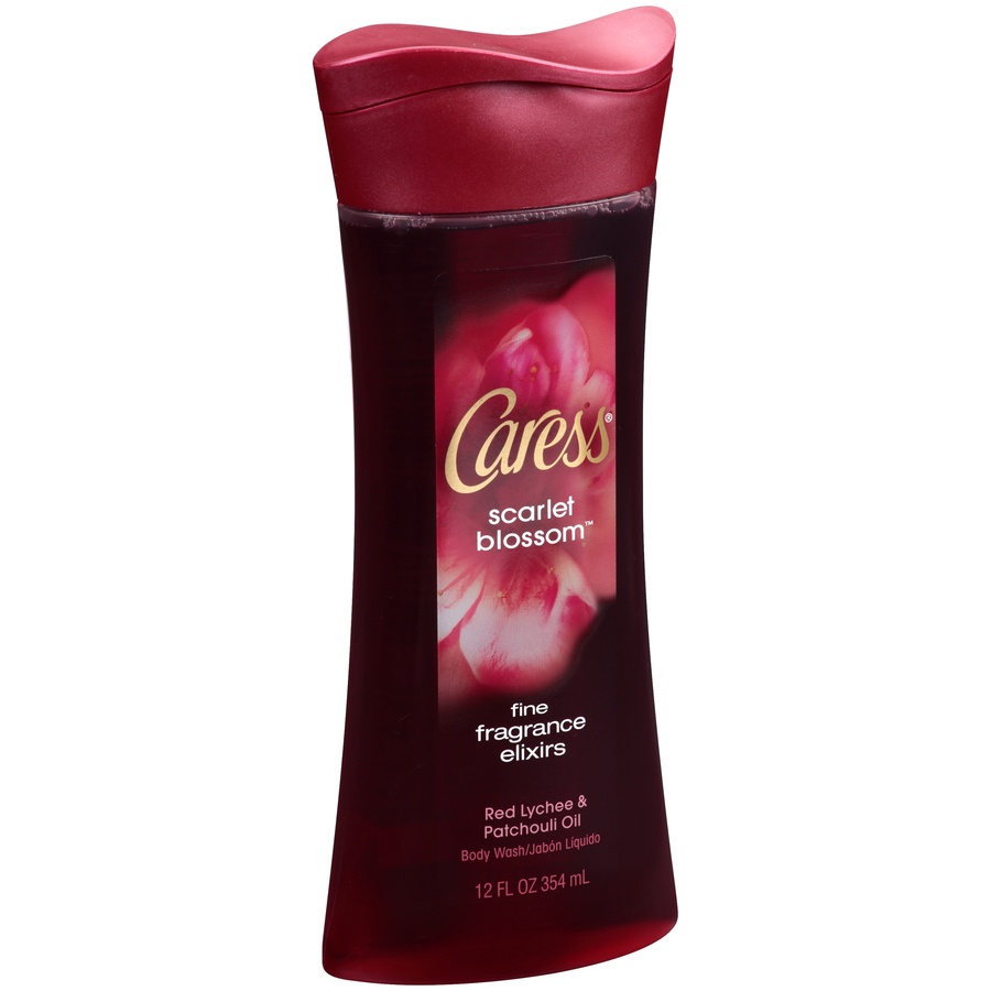 slide 2 of 7, Caress Scarlet Blossom Fine Fragrance Elixirs Body Wash, Red Lychee & Patchouli Oil, 12 oz