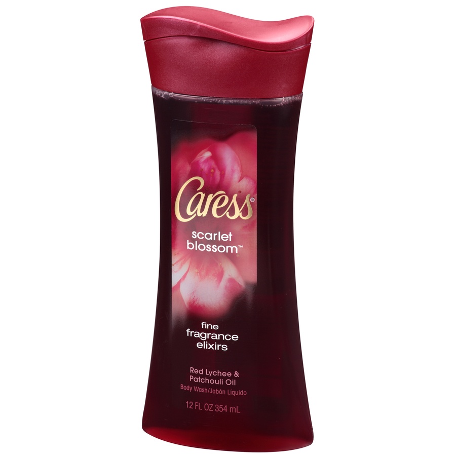 slide 3 of 7, Caress Scarlet Blossom Fine Fragrance Elixirs Body Wash, Red Lychee & Patchouli Oil, 12 oz