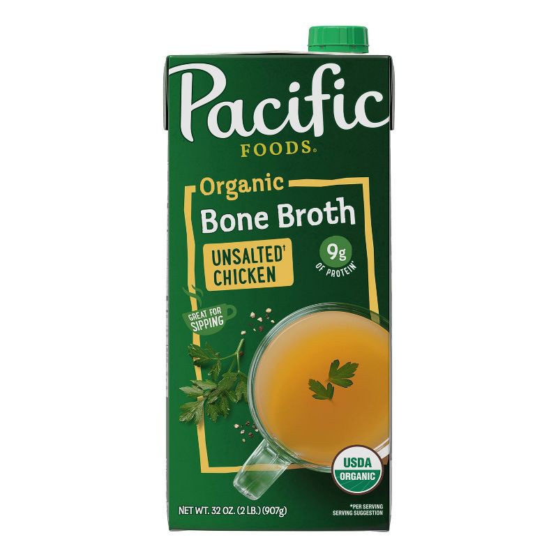 slide 7 of 10, Pacific Foods Organic Gluten Free Unsalted Chicken Bone Broth - 32oz, 32 oz