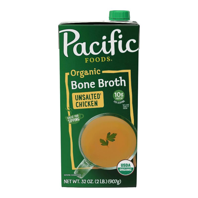 slide 1 of 9, Pacific Foods Organic Gluten Free Unsalted Chicken Bone Broth - 32oz, 32 oz