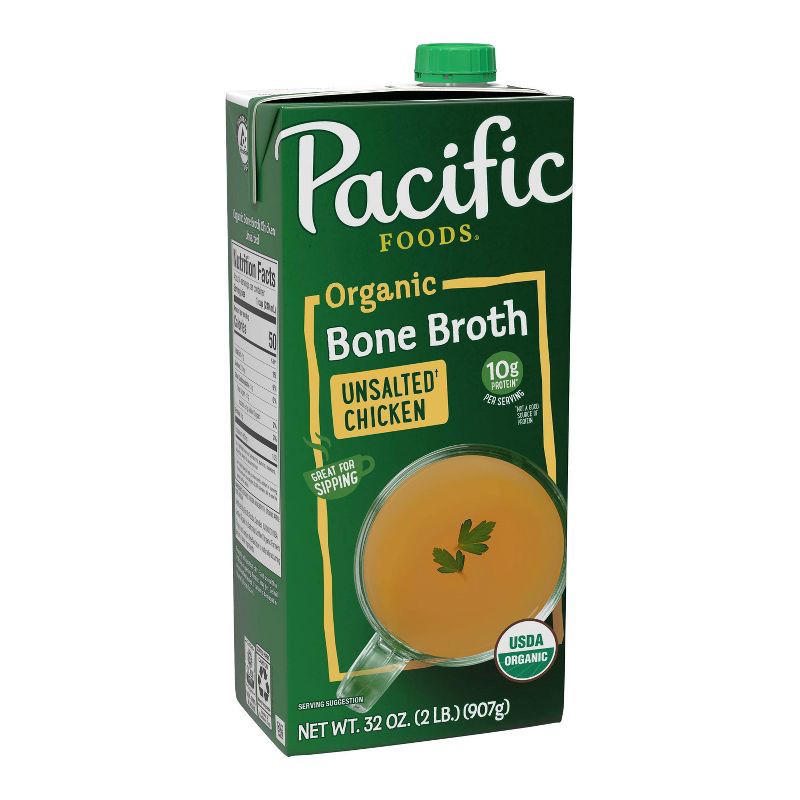 slide 1 of 6, Pacific Foods Organic Gluten Free Unsalted Chicken Bone Broth - 32oz, 32 oz