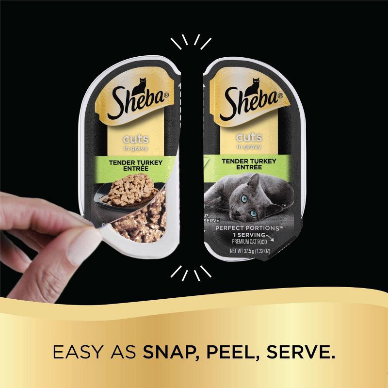 slide 3 of 8, Sheba Perfect Portions Cuts in Gravy Tender Turkey Adult Wet Cat Food Twin-Pack Tray - 2.64oz, 2.64 oz