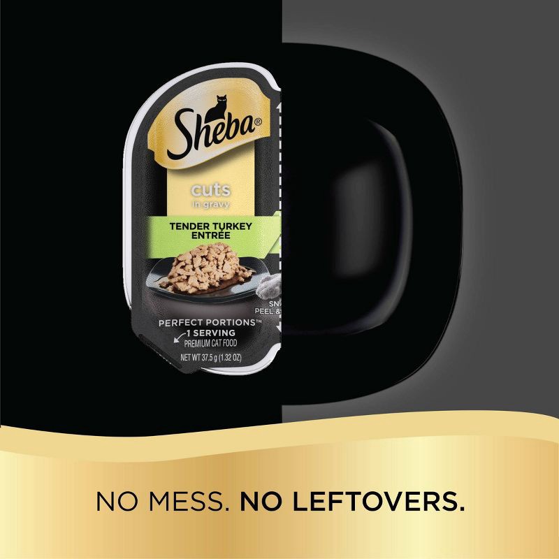 slide 4 of 8, Sheba Perfect Portions Cuts in Gravy Tender Turkey Adult Wet Cat Food Twin-Pack Tray - 2.64oz, 2.64 oz