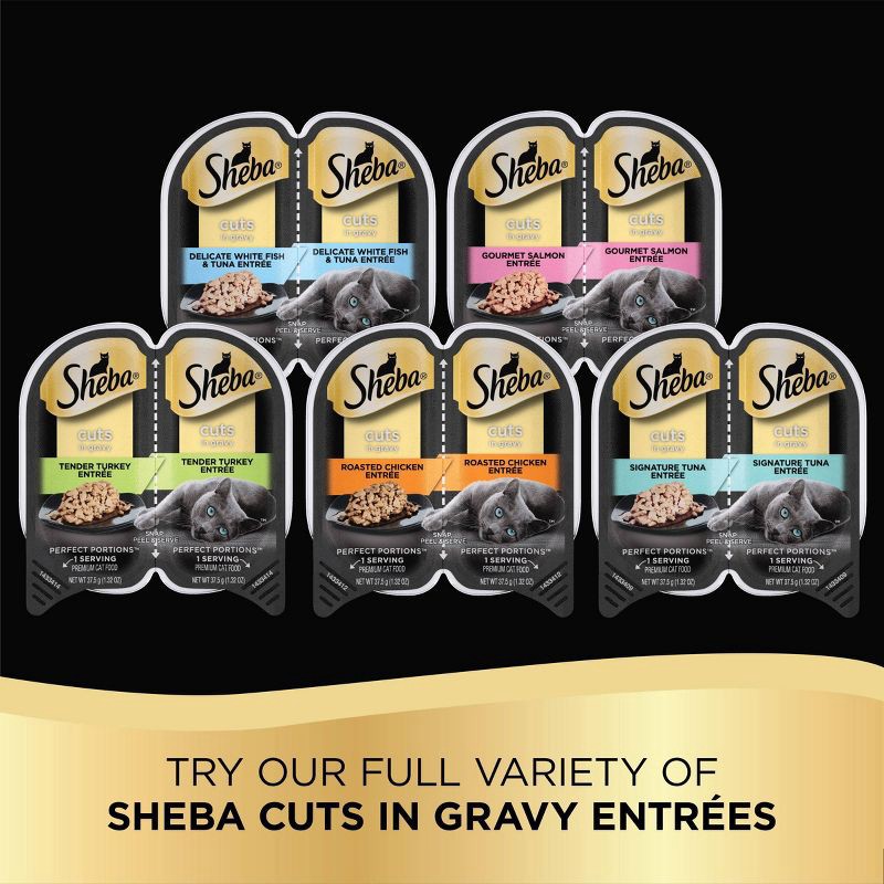 slide 8 of 8, Sheba Perfect Portions Cuts in Gravy Tender Turkey Adult Wet Cat Food Twin-Pack Tray - 2.64oz, 2.64 oz