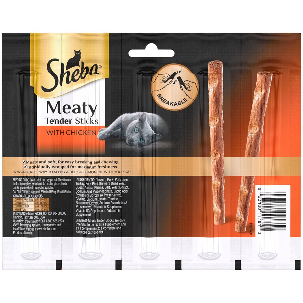 slide 2 of 3, Sheba Meaty Tender Sticks with Chicken Jerky Cat Treats - 0.7oz, 0.7 oz