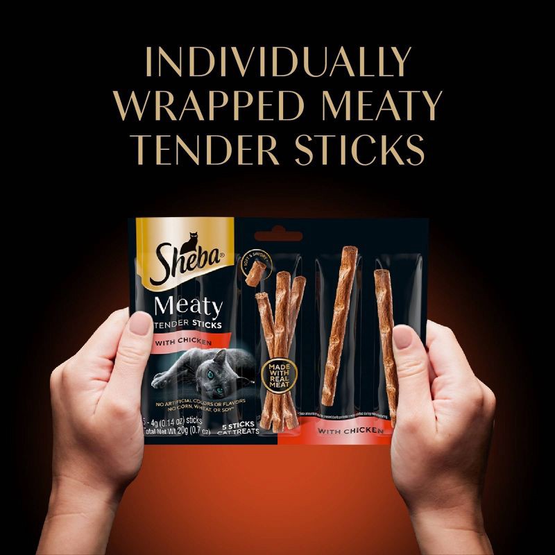 slide 12 of 12, Sheba Meaty Tender Sticks with Chicken Jerky Cat Treats - 0.7oz/5ct, 0.7 oz, 5 ct