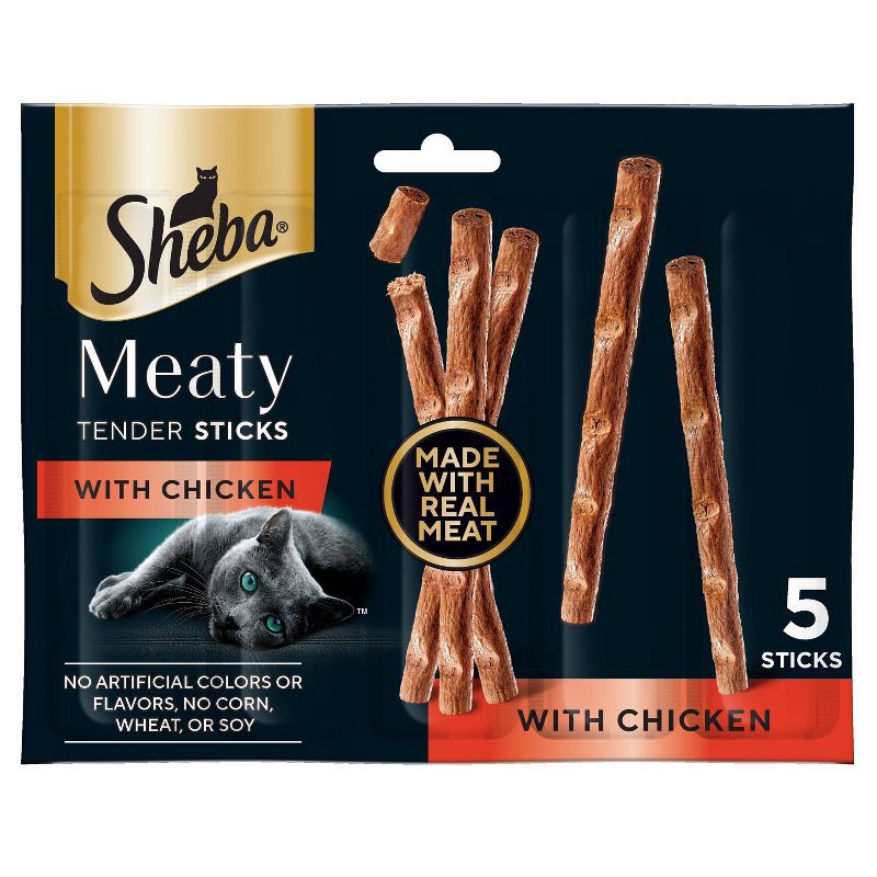 slide 1 of 12, Sheba Meaty Tender Sticks with Chicken Jerky Cat Treats - 0.7oz/5ct, 0.7 oz, 5 ct