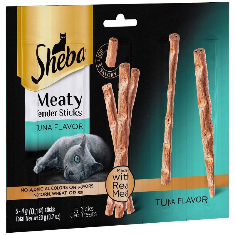 slide 4 of 4, Sheba Meaty Tender Sticks Tuna Flavor Jerky Cat Treats - 0.7oz/5ct, 0.7 oz, 5 ct