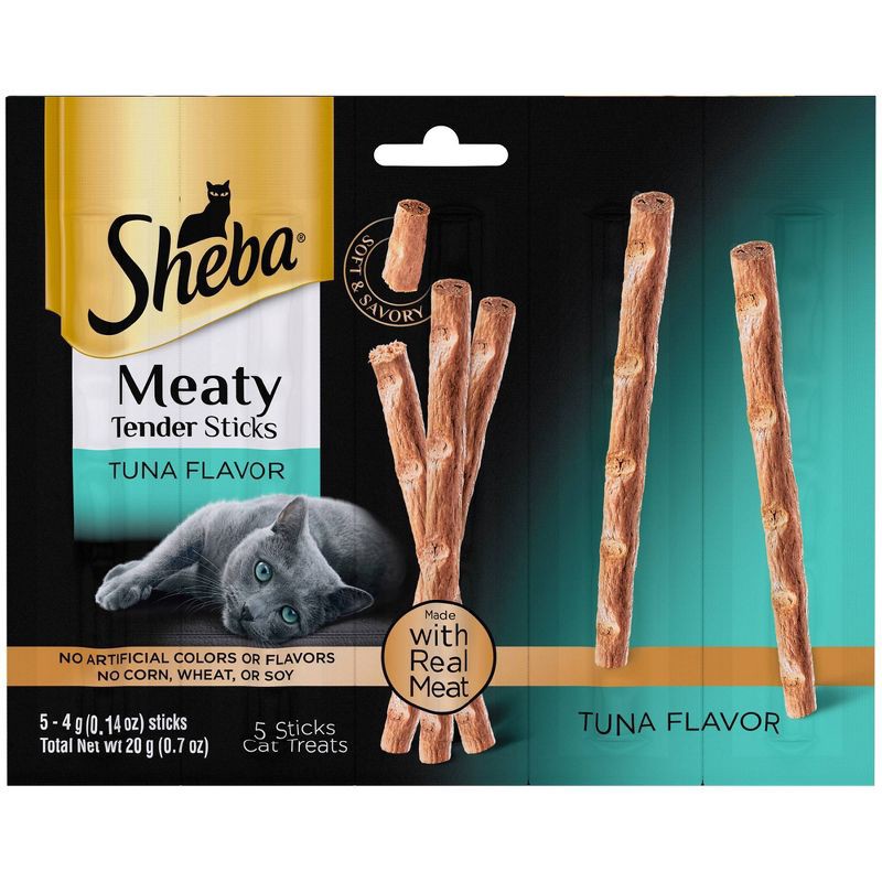 slide 1 of 4, Sheba Meaty Tender Sticks Tuna Flavor Jerky Cat Treats - 0.7oz/5ct, 0.7 oz, 5 ct