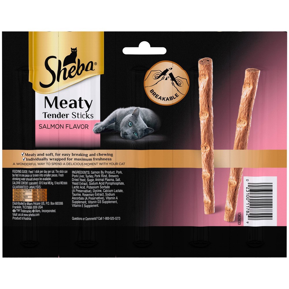 slide 2 of 3, Sheba Meaty Tender Sticks Salmon Flavor Jerky Cat Treats - 0.7oz, 0.7 oz
