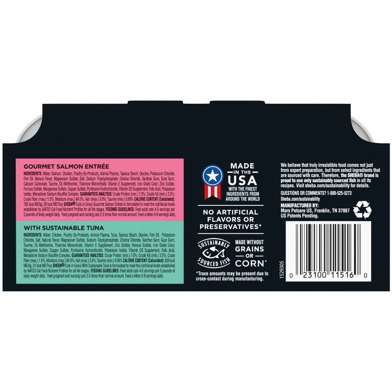 slide 2 of 9, Sheba Perfect Portions Cuts In Tuna, Gravy, Seafood, Salmon Flavor Entrée Premium Wet Cat Food - 2.6oz/12ct Variety Pack, 2.6 oz, 12 ct