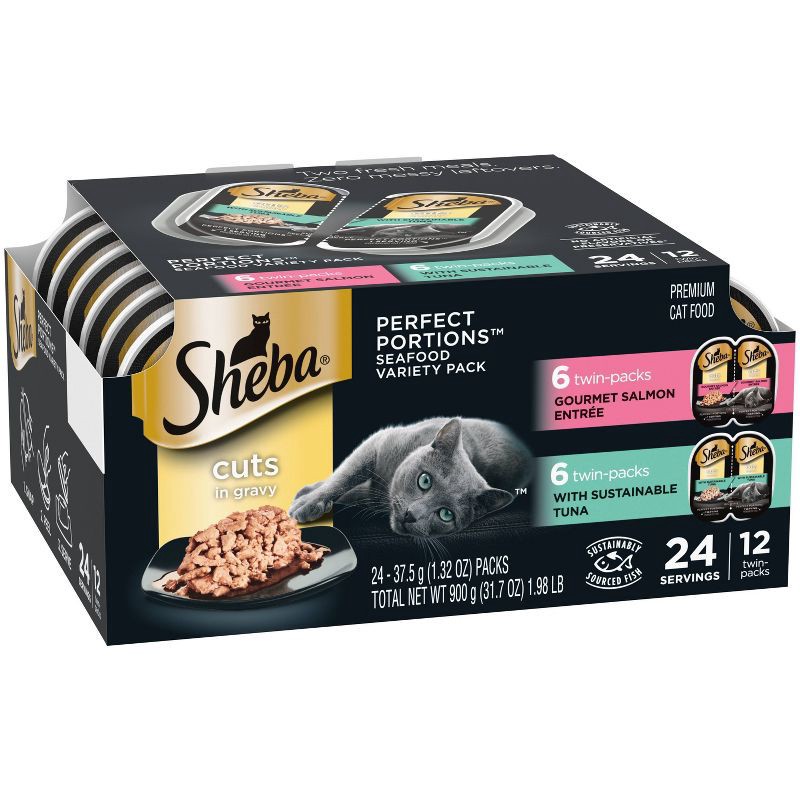 Sheba Perfect Portions Cuts In Gravy Salmon & Sustainable Tuna Premium
