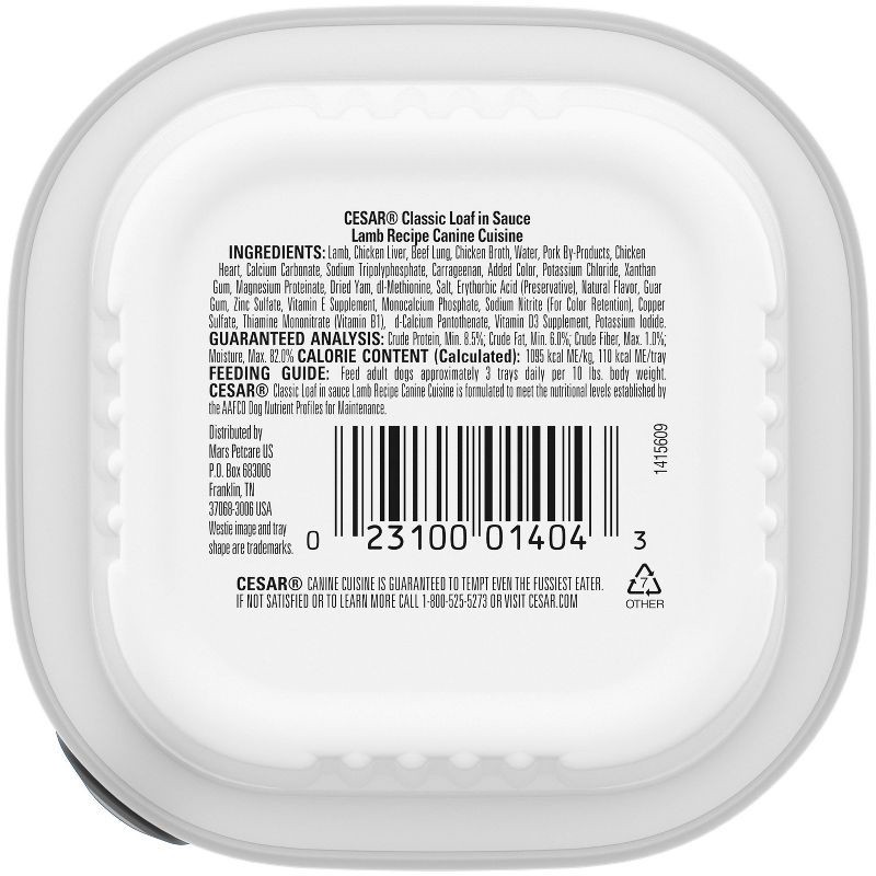 slide 2 of 16, Cesar Classic Loaf in Sauce Lamb and Gravy Flavor Small Breed Wet Dog Food - 3.5oz, 3.5 oz