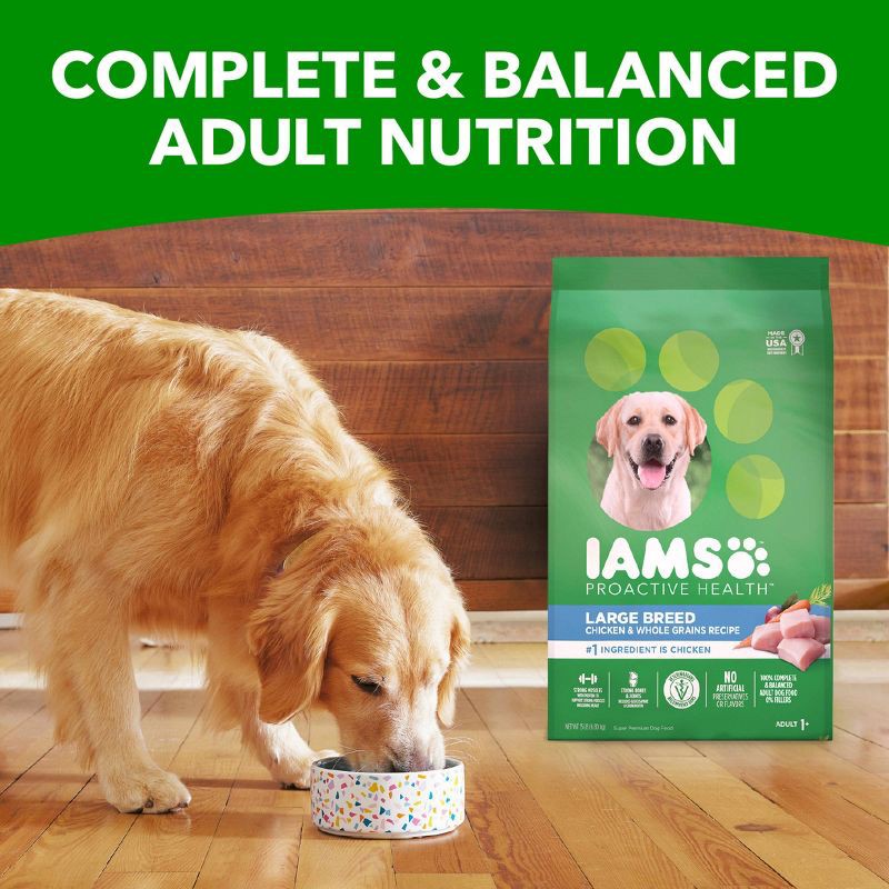 slide 7 of 10, IAMS Proactive Health Chicken & Whole Grains Recipe Large Breed Adult Premium Dry Dog Food - 40lbs, 40 lb