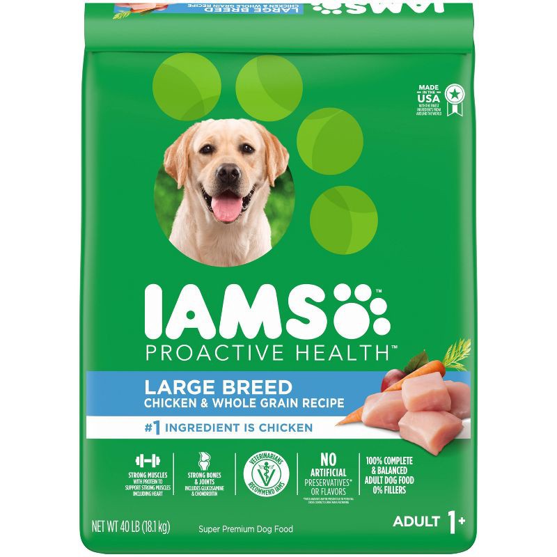 slide 1 of 10, IAMS Proactive Health Chicken & Whole Grains Recipe Large Breed Adult Premium Dry Dog Food - 40lbs, 40 lb