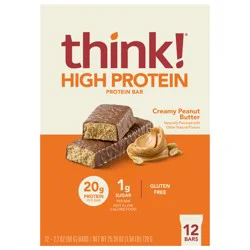 think! High Protein Creamy Peanut Butter Protein Bar 12 - 2.1 oz Bars