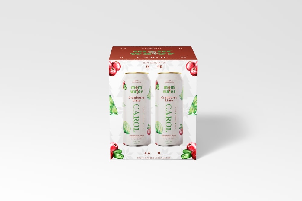 slide 1 of 1, Mom Water Carol Cranberry Lime 4 Pack Can, 4 ct; 12 oz