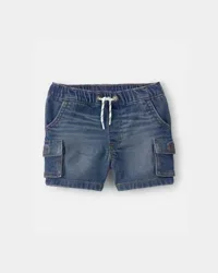 Oshkosh Baby Boy Denim Drawstring Cargo Shorts - Dark Wash Blue 24M