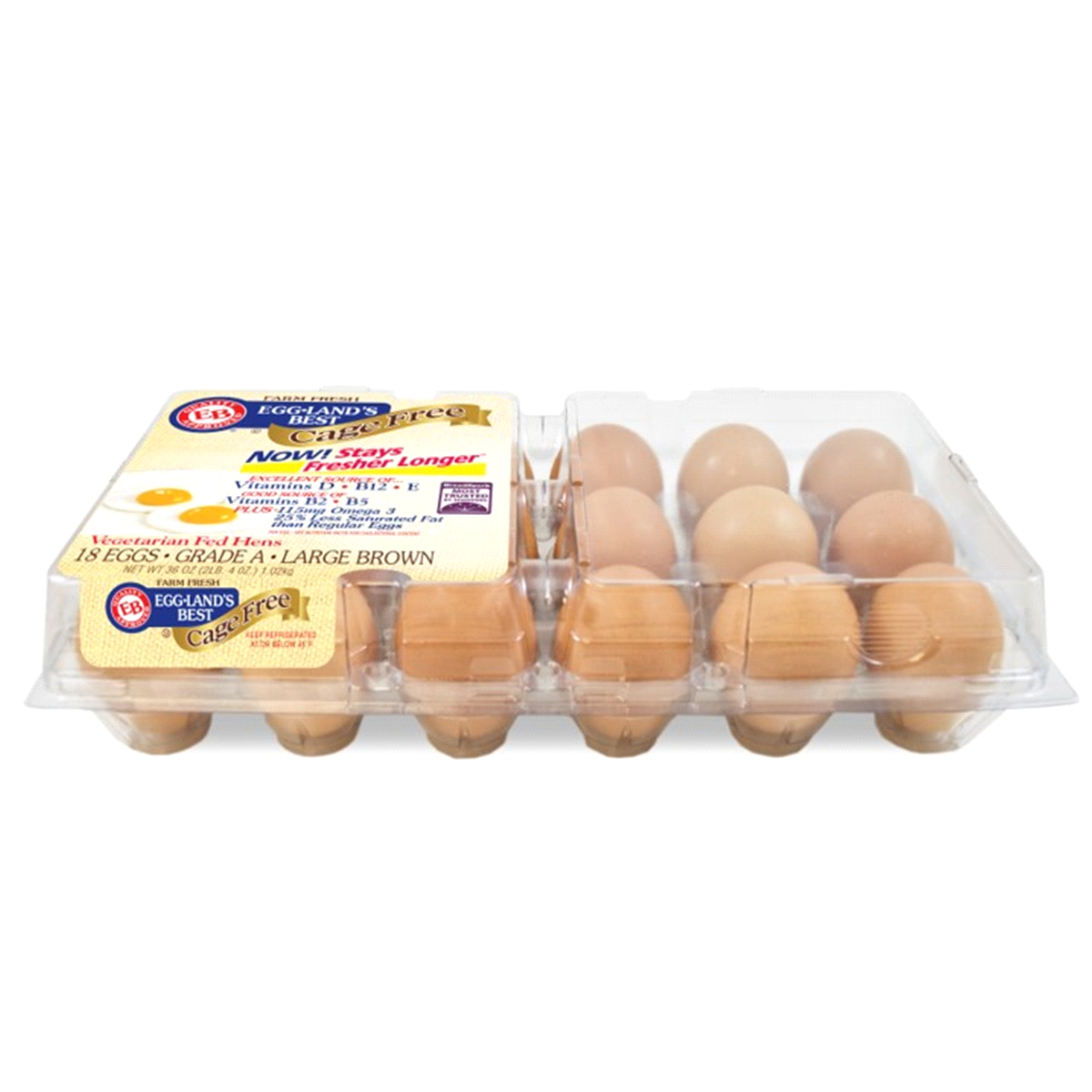 slide 1 of 21, Eggland's Best Cage Free Large Brown Eggs, 18 ct