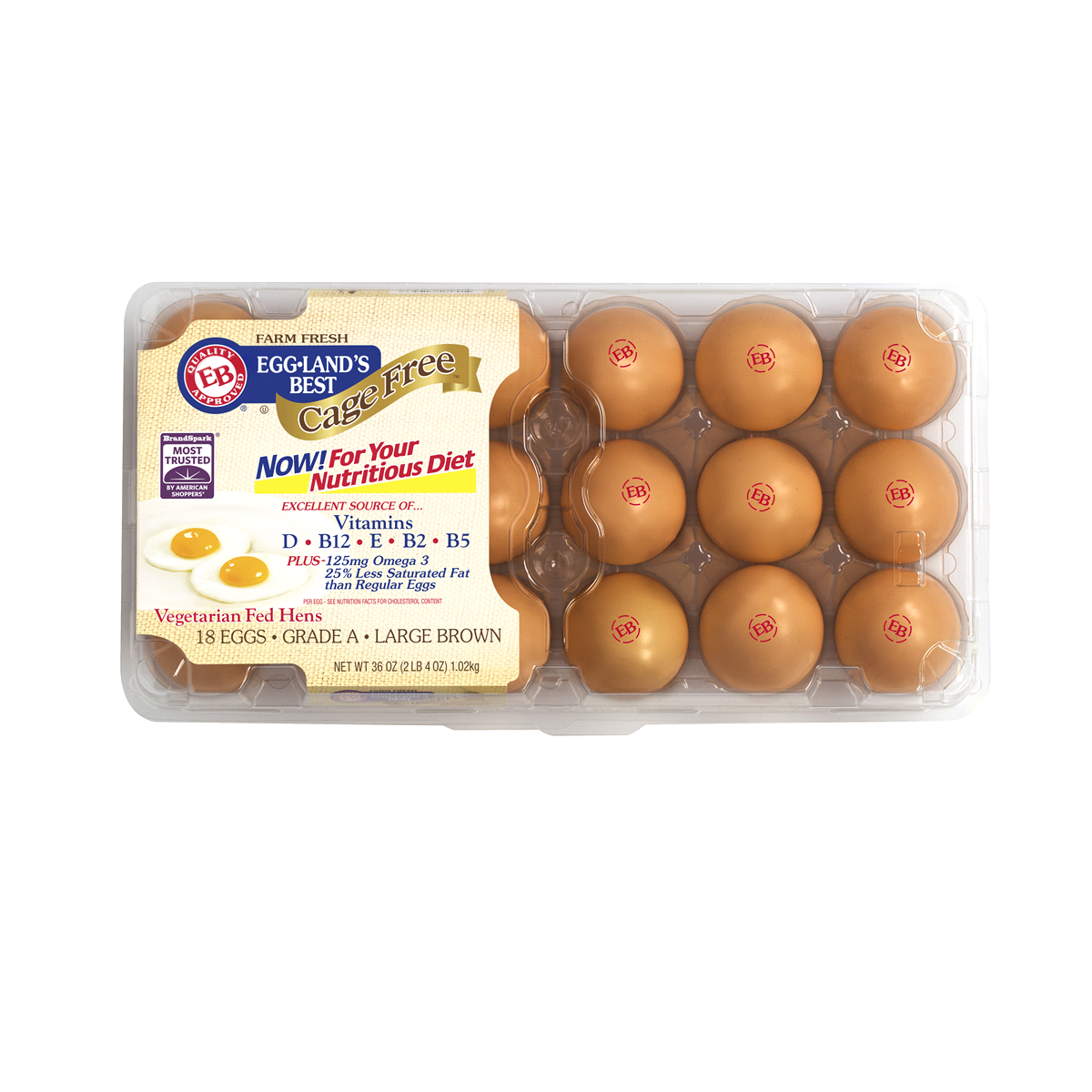 slide 13 of 21, Eggland's Best Cage Free Large Brown Eggs, 18 ct