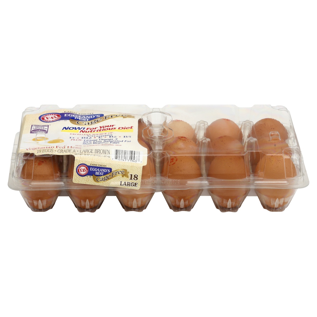 slide 1 of 1, Eggland's Best Cage Free Large Brown Eggs, 18 ct