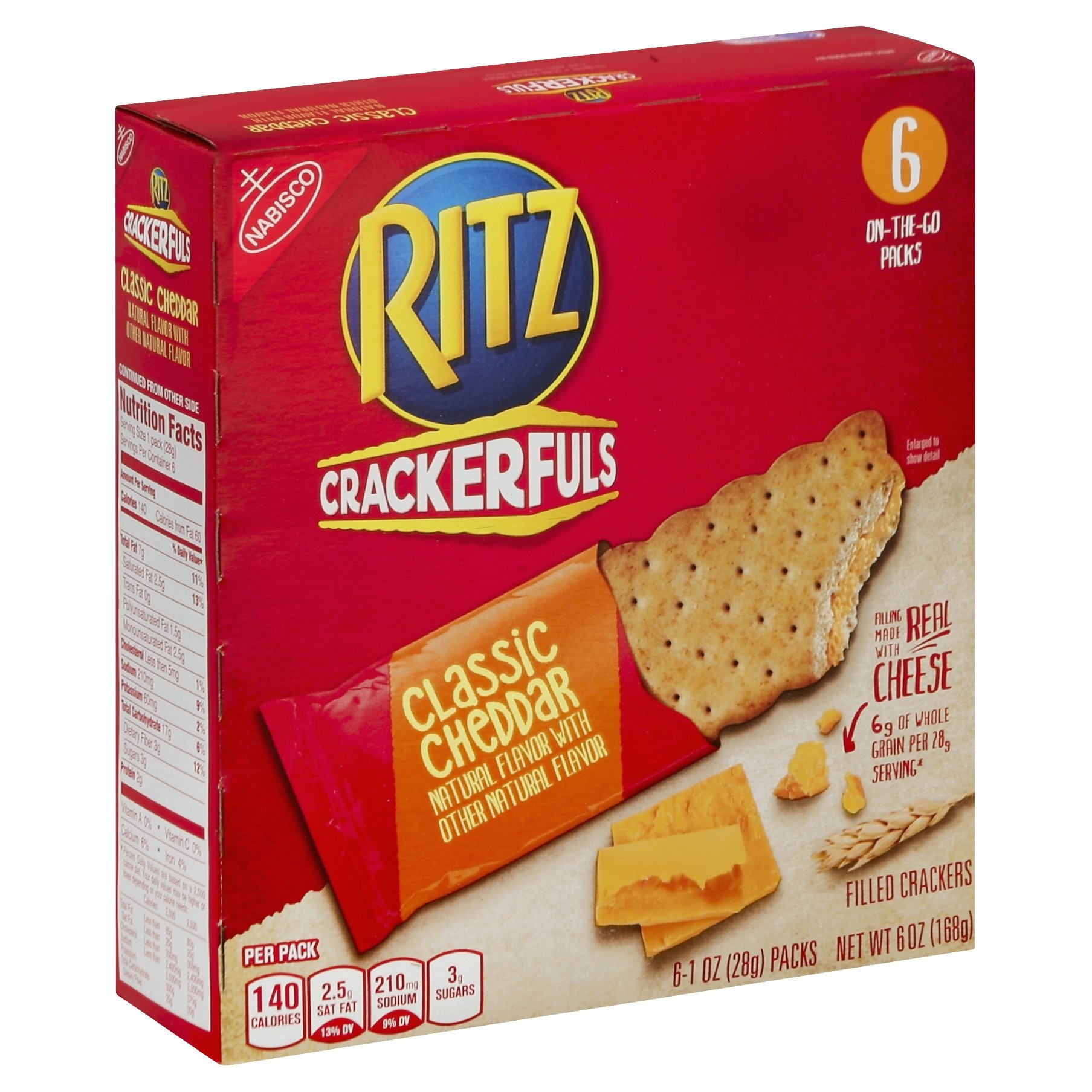 slide 1 of 8, Nabisco Ritz Crackerfuls Classic Cheddar Cracker Sandwiches, 6 ct