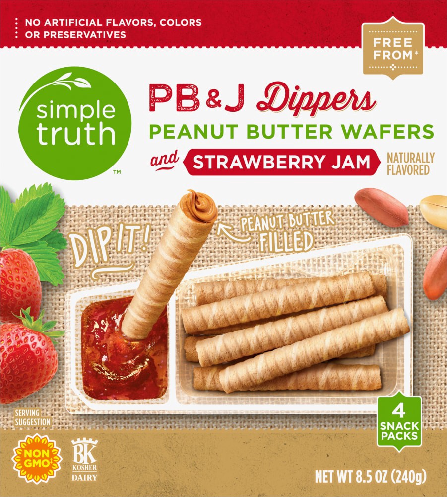 slide 1 of 5, Simple Truth Pb&J Strawberry Jam Dippers, 4 ct; 8.5 oz