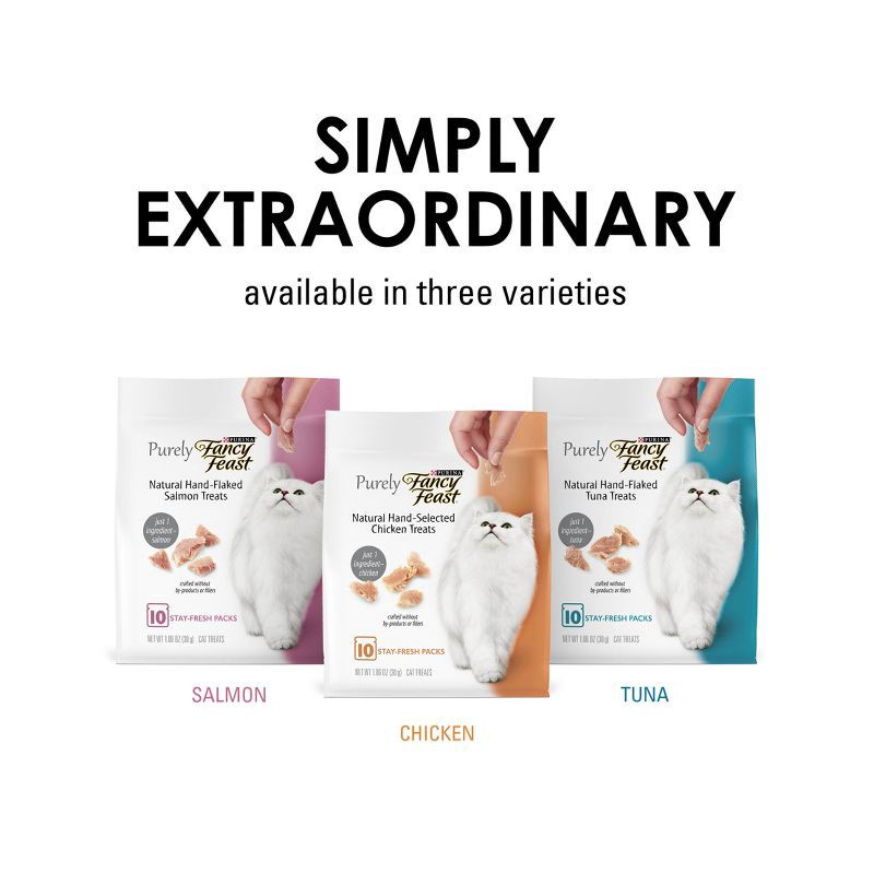 slide 8 of 11, Purina Fancy Feast Purely Seafood Meaty Cat Treats - 1.06oz/10ct Variety Pack, 10 ct; 1.06 oz