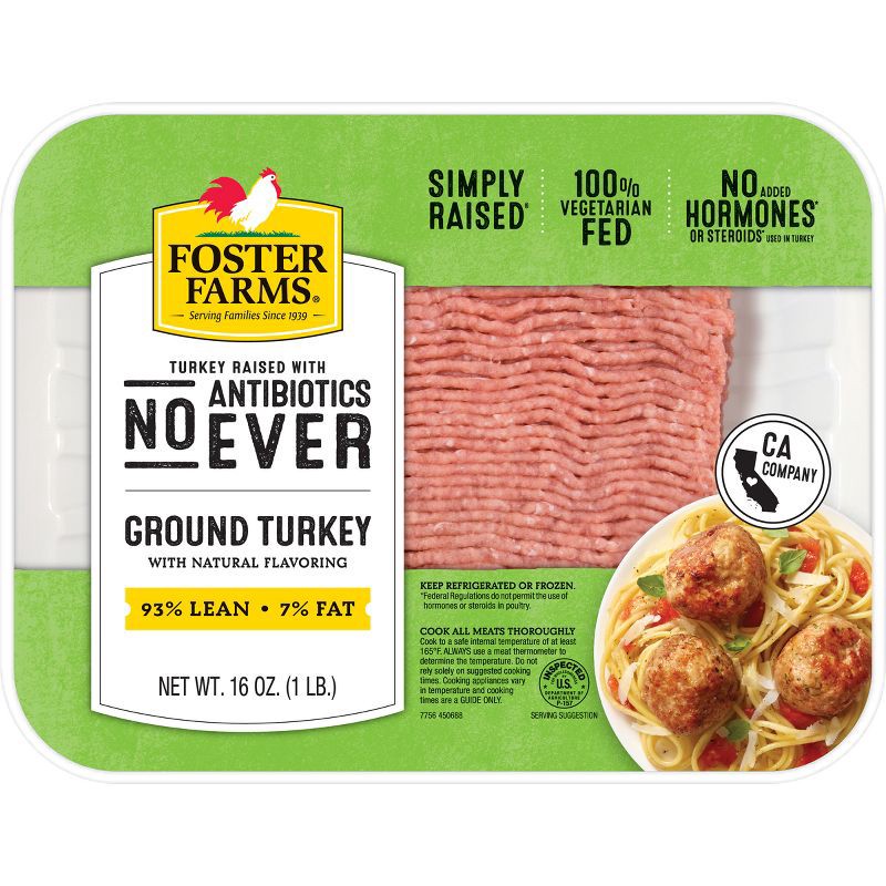 slide 1 of 5, Foster Farms Simply Raised Ground Turkey - 1lb, 1 lb