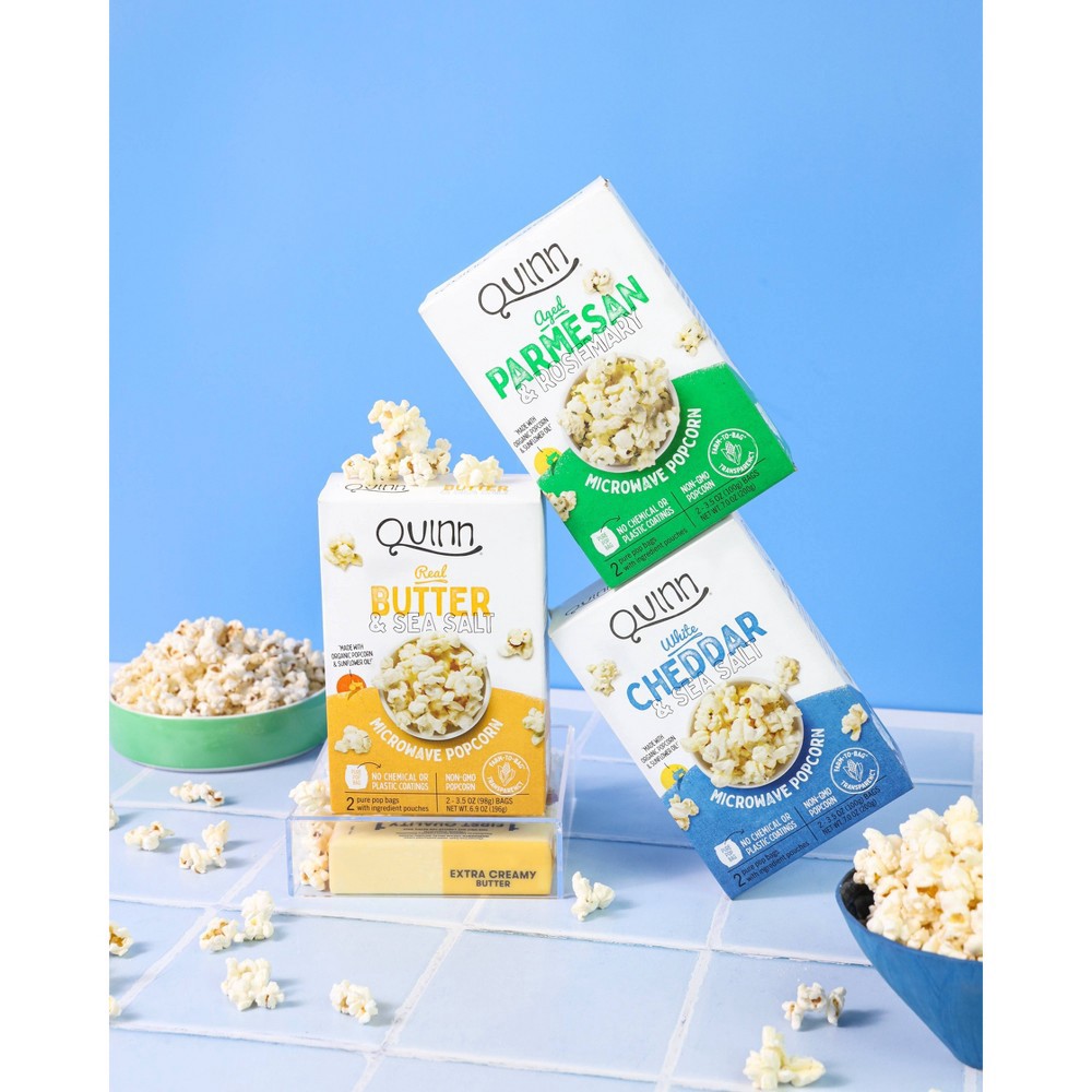 slide 4 of 5, Quinn Popcorn Quinn White Cheddar & Sea Salt Popcorn - 7oz/2ct, 2 ct; 7 oz