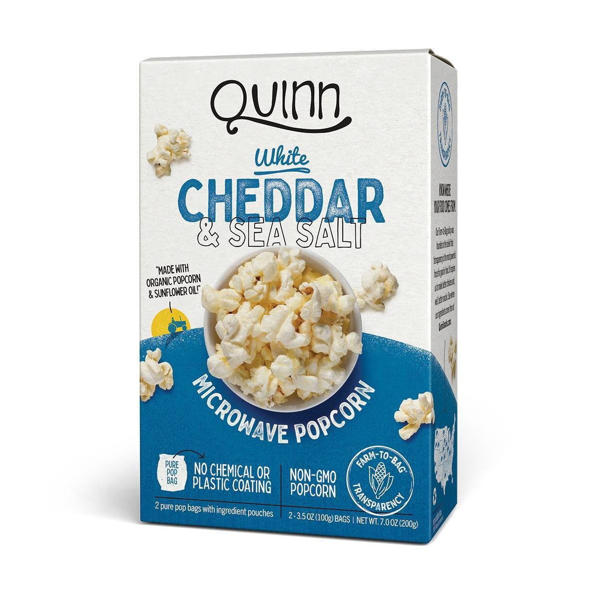slide 1 of 5, Quinn Popcorn Quinn White Cheddar & Sea Salt Popcorn - 7oz/2ct, 2 ct; 7 oz