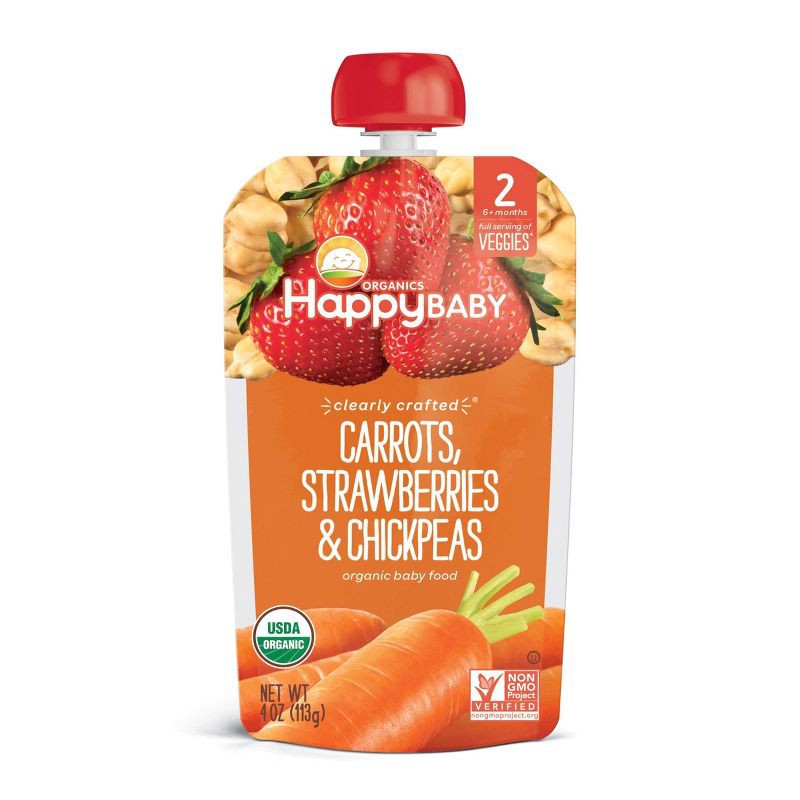 slide 1 of 1, HappyBaby Clearly Crafted Carrots Strawberries & Chickpeas Baby Food - 4oz, 4 oz
