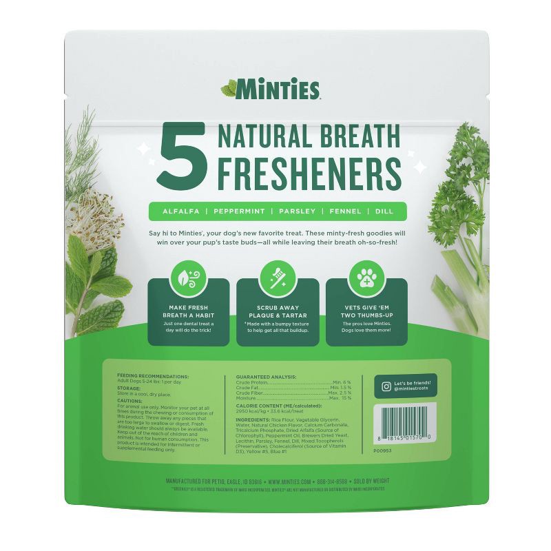 slide 2 of 10, VetIQ Minties - Dental Peppermint Flavor Dog Treat - Tiny/Small - 16oz, 16 oz