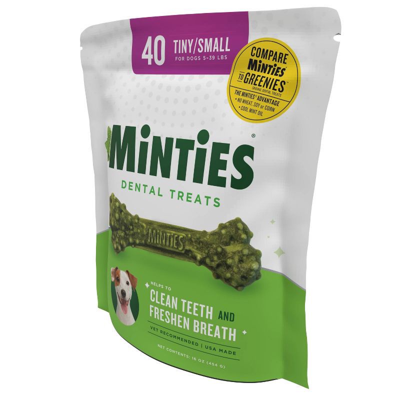 slide 3 of 7, VetIQ Minties - Dental Peppermint Flavor Dog Treat - Tiny/Small - 16oz, 16 oz