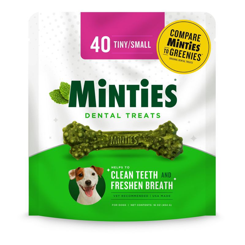 slide 1 of 7, VetIQ Minties - Dental Peppermint Flavor Dog Treat - Tiny/Small - 16oz, 16 oz