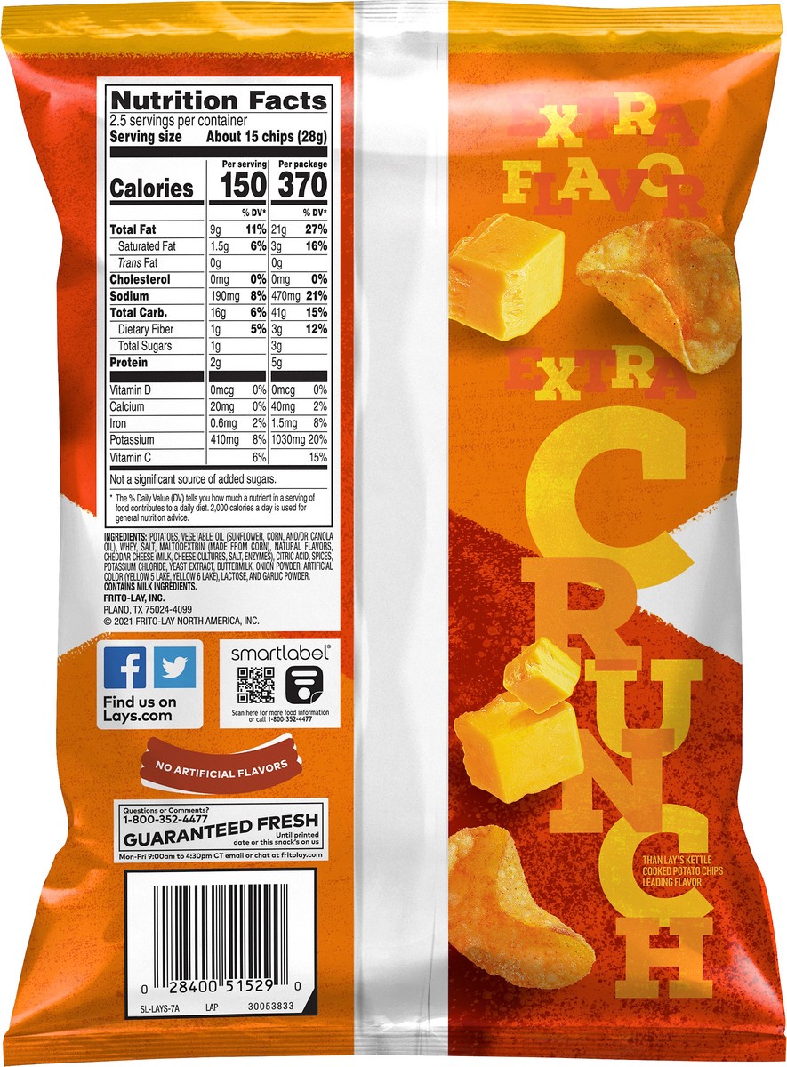 slide 5 of 6, Lay's Extra Kettle Cooked Extreme Cheddar Flavored Potato Chips 2.5 oz, 2.5 oz