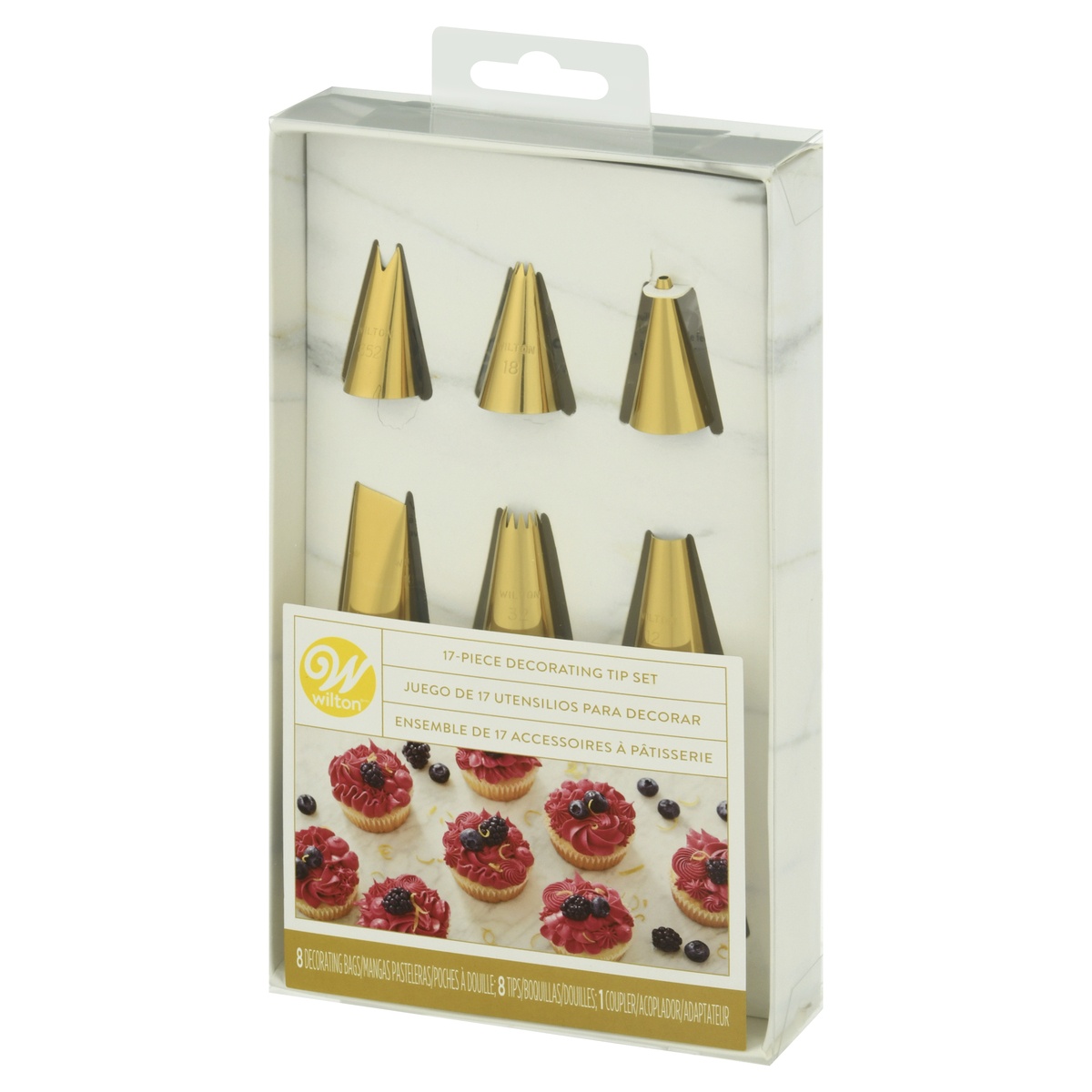 slide 3 of 8, Wilton Navy Blue & Gold Cake Decorating Tip Set, 17 ct