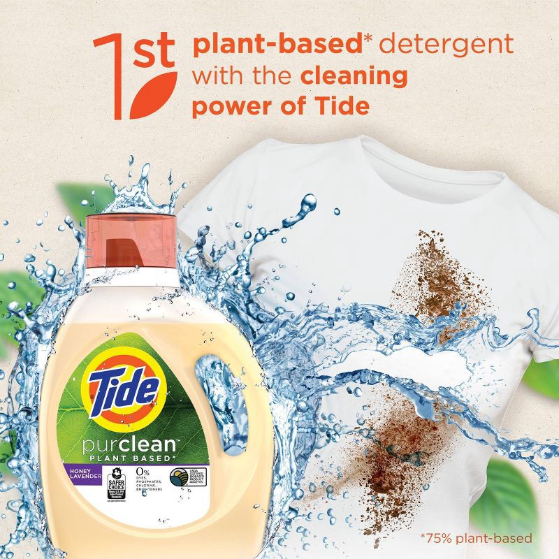 slide 2 of 9, Tide purclean Honey Lavender Liquid Laundry Detergent - 63 fl oz, 63 fl oz