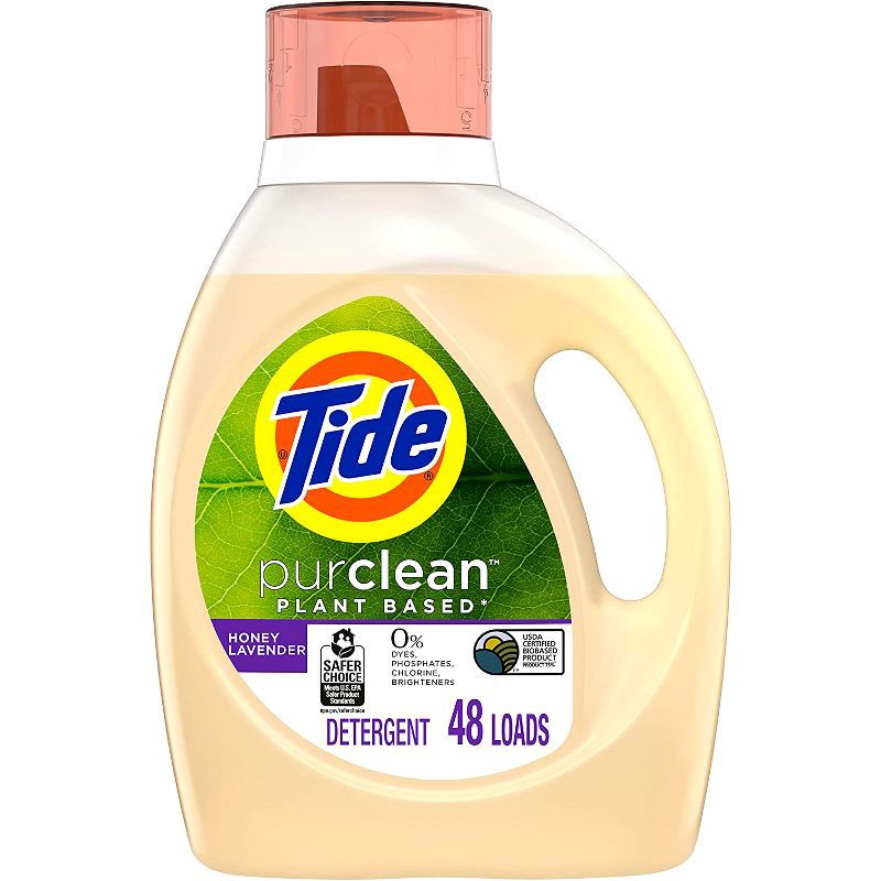 slide 1 of 9, Tide purclean Honey Lavender Liquid Laundry Detergent - 63 fl oz, 63 fl oz
