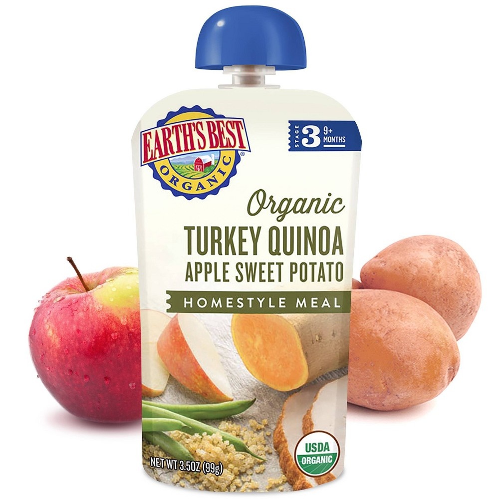 slide 3 of 3, Earth's Best Organic Turkey Quinoa Apple Sweet Potato Homestyle Baby Meals Pouch - 3.5oz, 3.5 oz