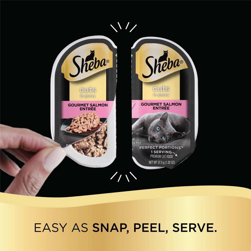 slide 3 of 8, Sheba Perfect Entree Pate Portions Cuts In Gravy Gourmet Salmon Flavor Premium Adult Wet Cat Food - 2.64oz, 2.64 oz