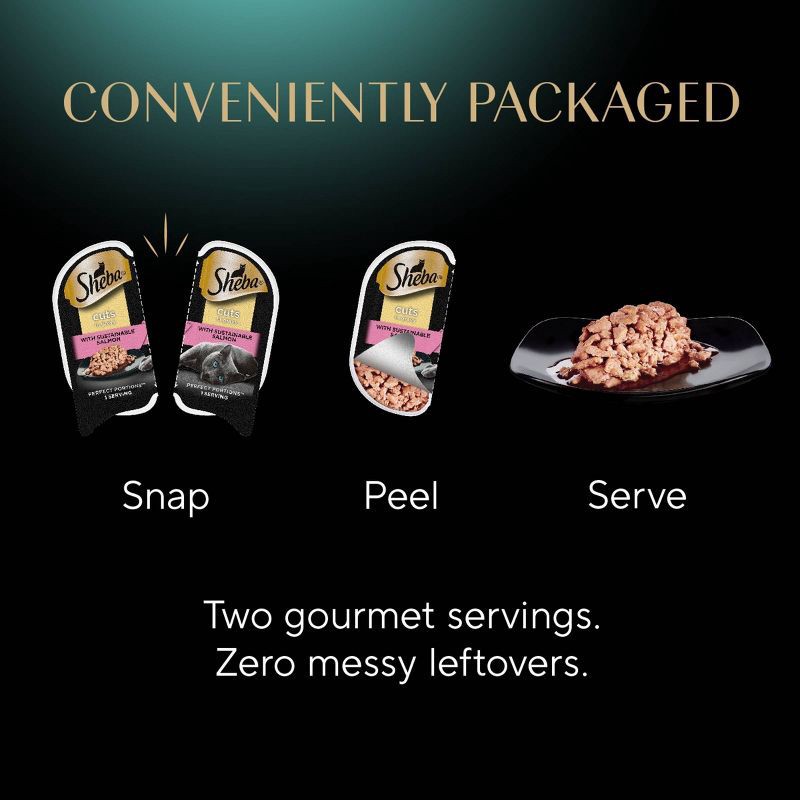 slide 6 of 13, Sheba Perfect Portions Cuts in Gravy Gourmet Salmon, Seafood and Gravy Flavor Wet Cat Food - 2.64oz, 2.64 oz