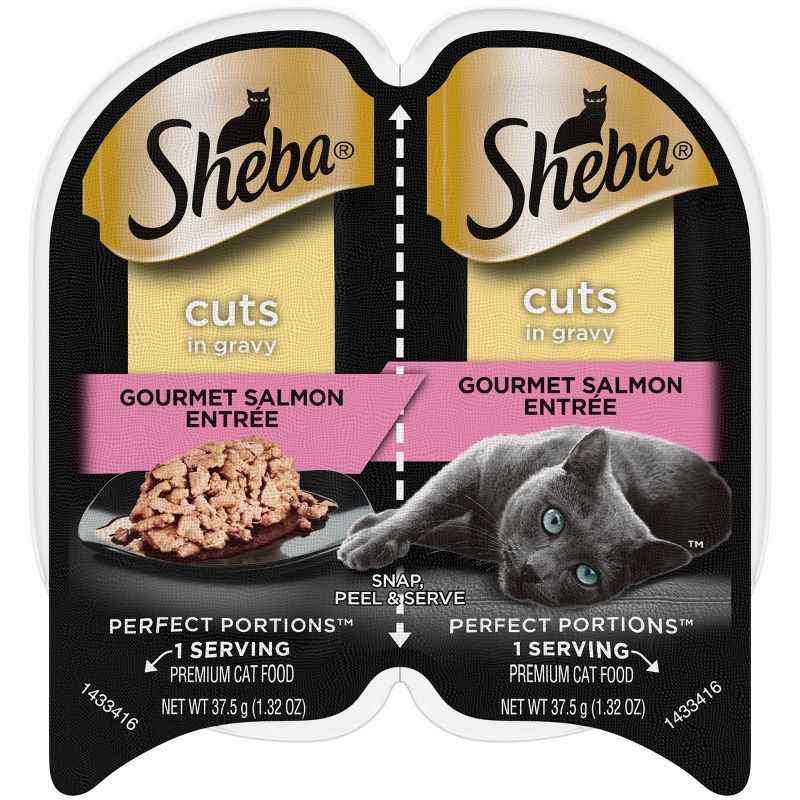 slide 1 of 8, Sheba Perfect Entree Pate Portions Cuts In Gravy Gourmet Salmon Flavor Premium Adult Wet Cat Food - 2.64oz, 2.64 oz