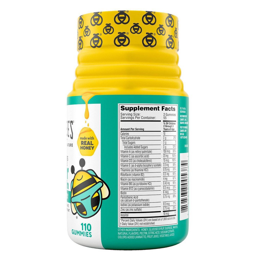 Zarbee's Naturals Complete Toddler Multivitamin Gummies with Vitamin B Complex Natural Flavor
