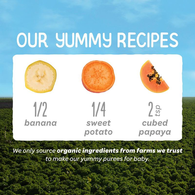 slide 3 of 6, Happy Baby Organics Clearly Crafted Stage 2 Bananas, Sweet Potatoes & Papaya - 4oz, 4 oz