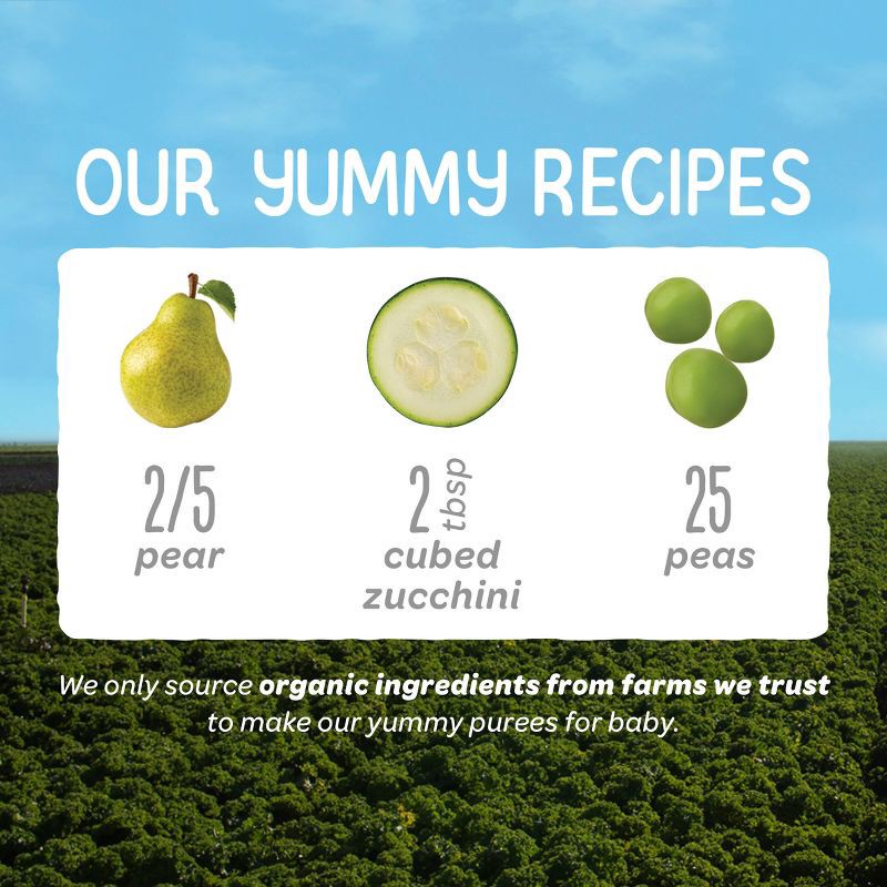 slide 3 of 8, Happy Baby Organics Clearly Crafted Stage 2 Pears, Zucchini & Peas - 4oz, 4 oz